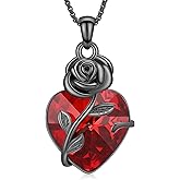 Oinsi Rose Flower Cremation Jewelry Urn Necklaces for Ashes for Women Memorial Pendants for Human Pets Ashes Crystal Memorial Ashes Locket