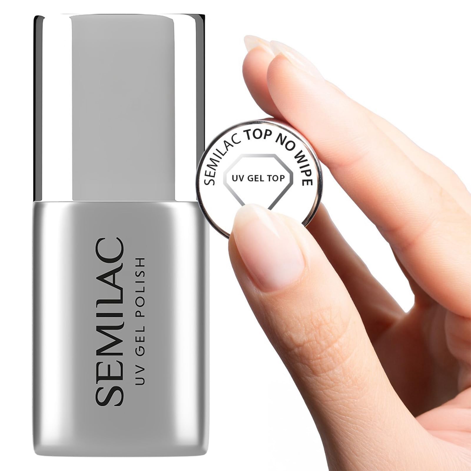 Semilac No Wipe Nail Top Coat. UV LED Top Coat Soak Off Gel Nail for Colour Protection. Transparent Gloss Finish. Easy to Apply, Crack Resistant & Quick Drying