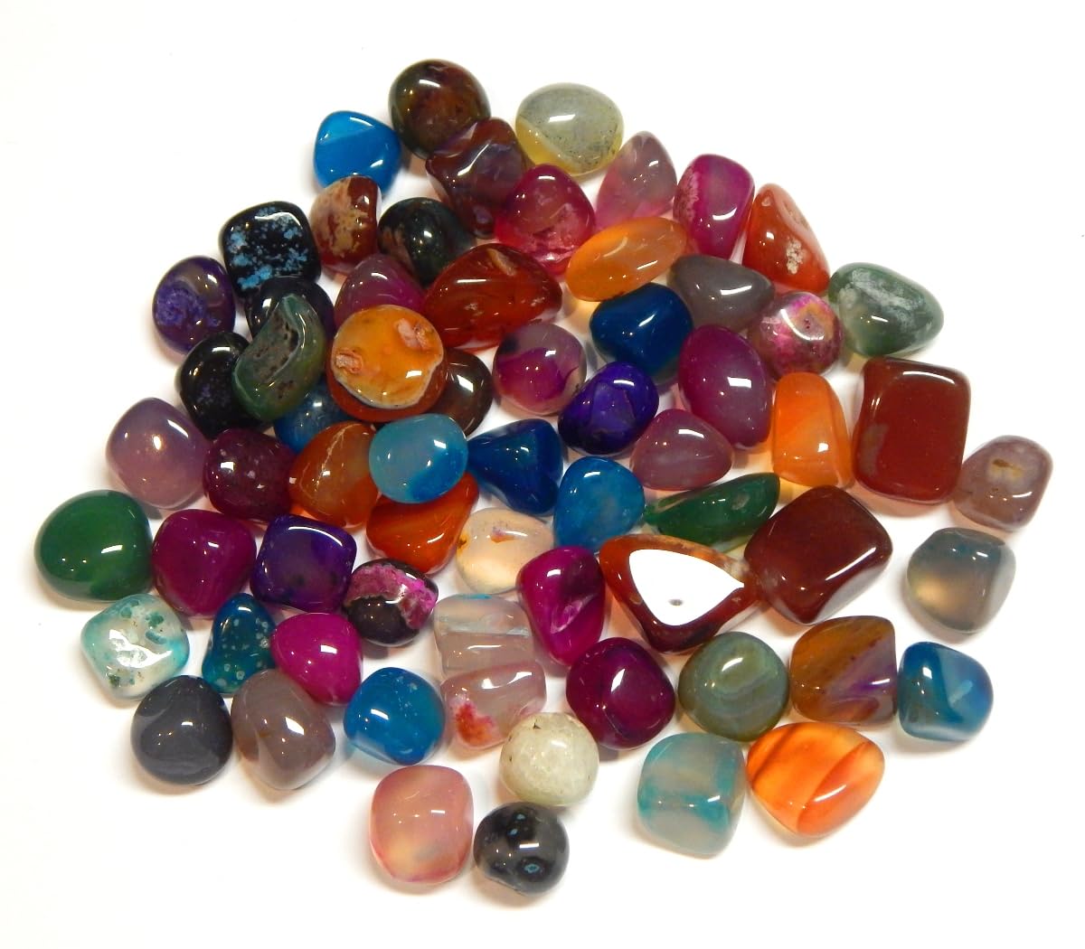 Perlin Pack of 50 Agate Gemstones Semi-Precious Stones Beads 9 mm ~ 15 mm Tumbled Stones Gemstone Semi-Precious Stone for Gemstone Game for Treasure Hunting and Decoration (Multi-Colour)