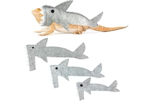 CooShou 3Pcs Bearded Dragon Shark Outfit - S M L Lizard Reptile Shark Costume in One Package Handmade Felt Bearded Dragon Harness for Chameleon Gecko Anole Iguana Amphibians