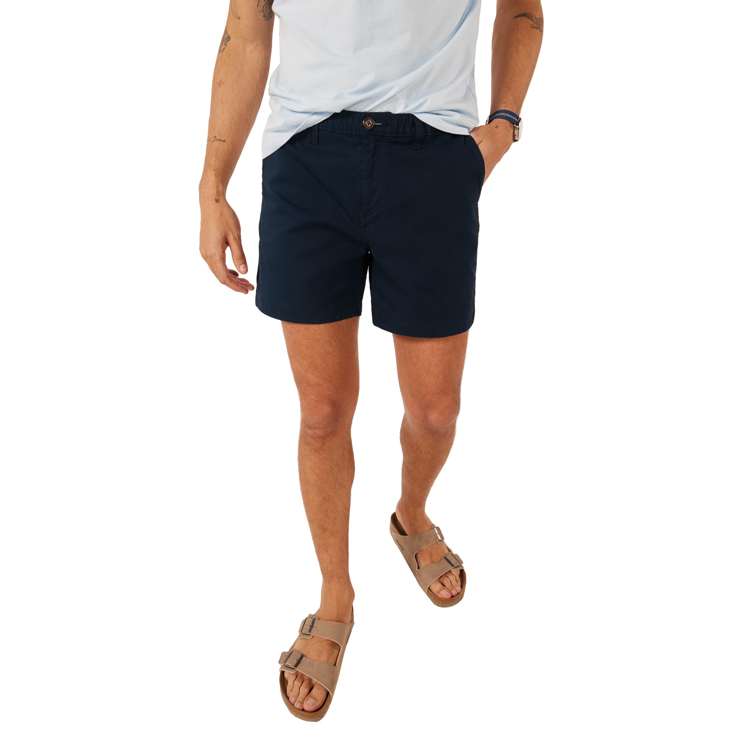 Chubbies Chino Shorts Men 5.5 Inch - Mens Shorts Casual with Elastic Waistband, Side and Back Pockets, Stretch Cotton Blend (Armadas, X-Small) Navy Image