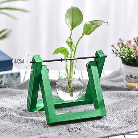 Amazon Isiki 木製花瓶スタンド フラワーベース 花瓶 すいこう栽培キット 一輪挿し 水耕栽培花瓶 水栽培 水耕栽培花瓶 卓上花瓶 水耕栽培植物 電球形ガラス瓶 花 植物栽培容器 木製スタンド付き デスクトップ 1瓶 グリーン Diy 工具 ガーデン