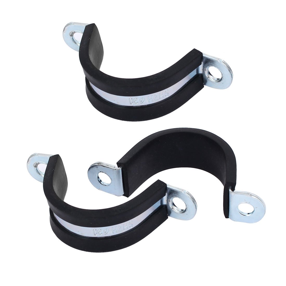 Sourcingmap M30 EPDM Rubber Lined U Shaped Pipe Tube Strap Clamps Clips Fasteners 3pcs
