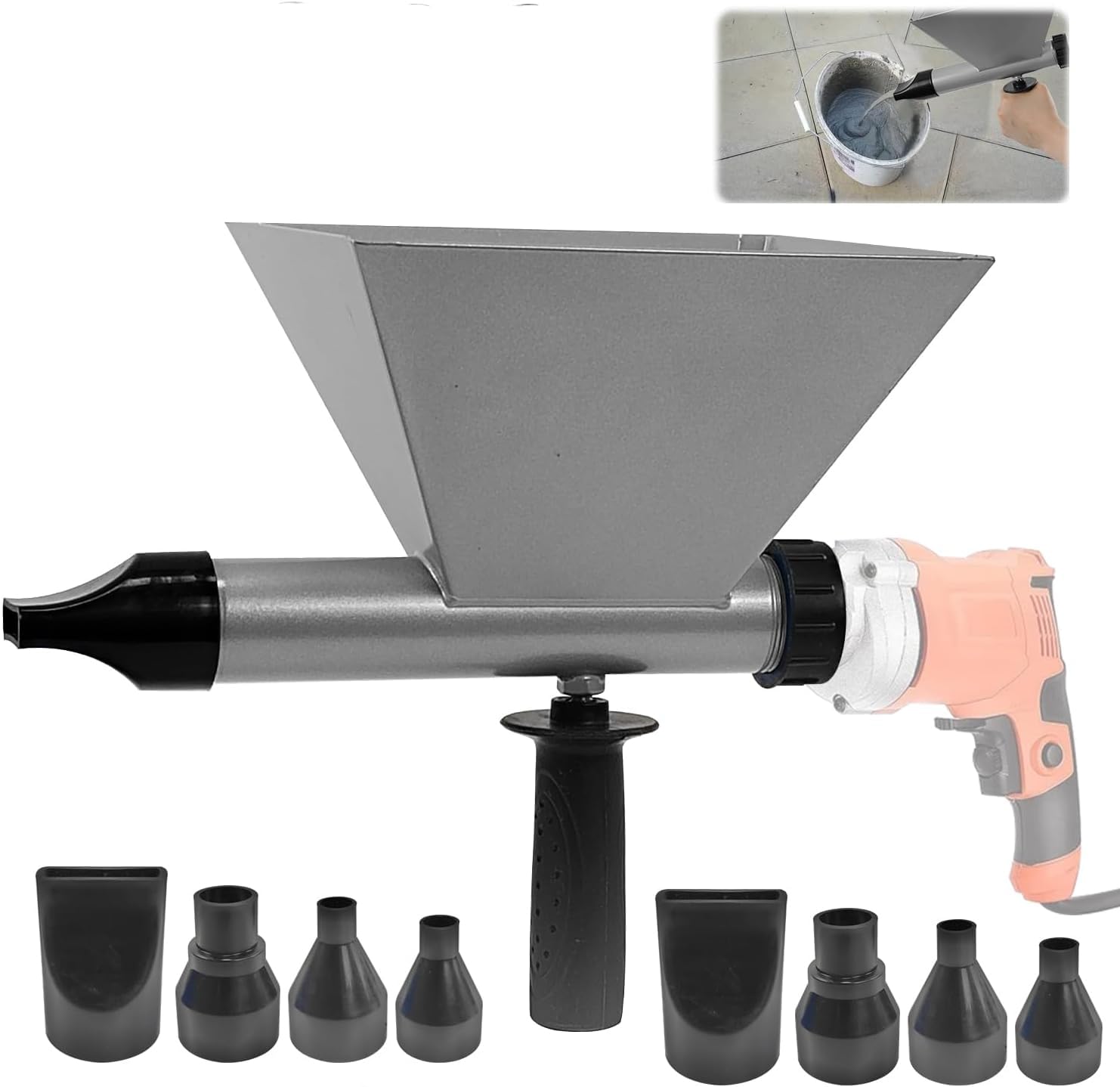 Photo 1 of Electric Mortar Grout Gun Portable Pointing Grouting Caulking Sprayer with 8 Nozzles (Without Electric Drill)