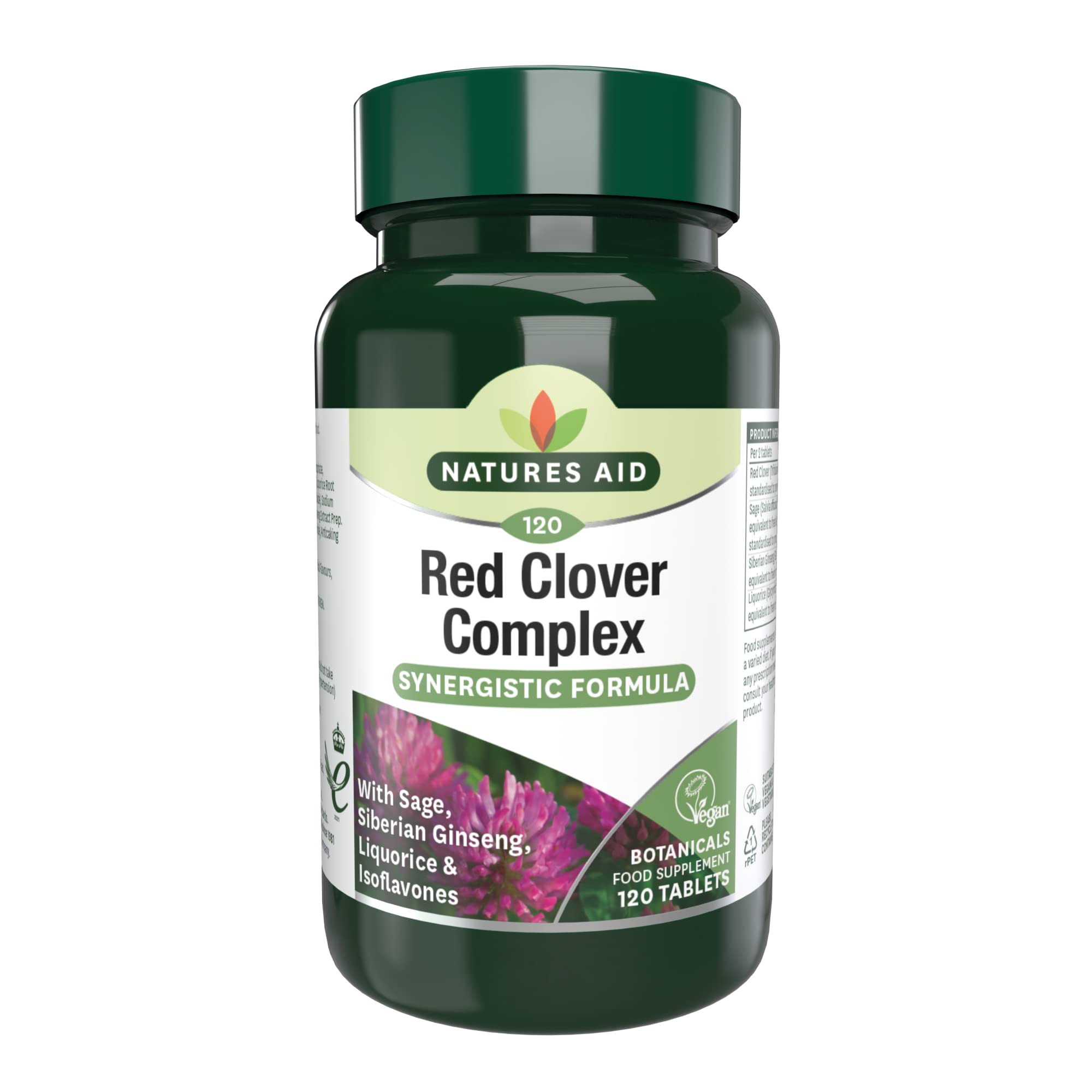 Natures Aid Red Clover Complex – with Isoflavones, Sage, Ginseng & Liquorice – Supports Women’s Health, Hormonal Balance & Menstrual Comfort – Vegan, Gluten-Free, Non-GMO Supplement - 120 Tablets