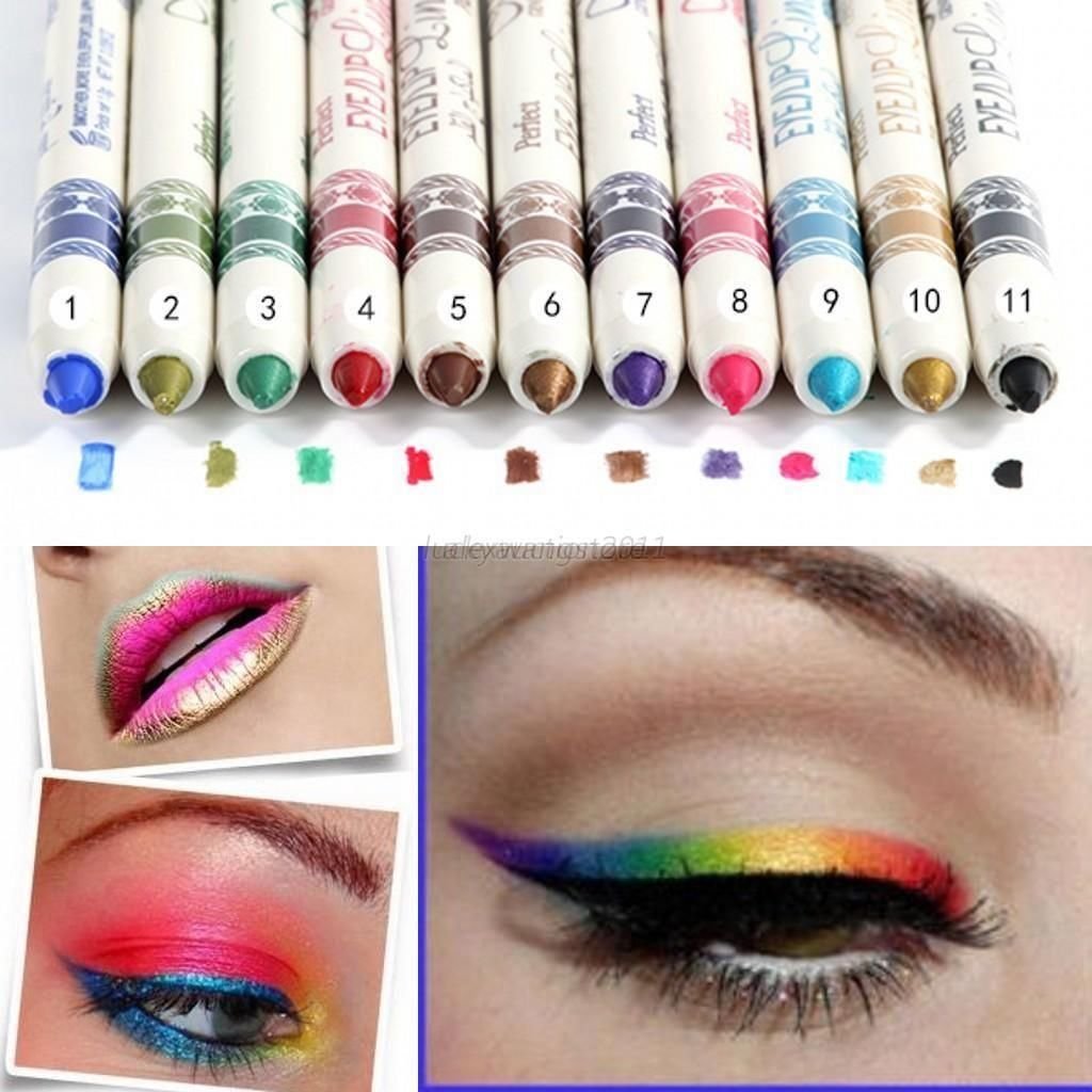 LOVM 12 Pcs PROFESSIONAL Cosmetic Makeup Eyeliner Eye/Lip Liner GLITTER Pencil Set by Saver Emporium©