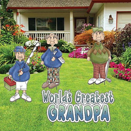 World's Greatest Grandpa - Yard Decoration - (With 8 Short Stakes) 4'x4'