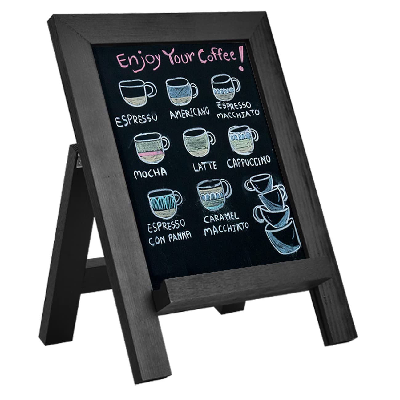 Umtiti Tabletop Chalkboard Sign, Solid Pine Wood Framed Standing Chalkboard,33×43 cm Kitchen Countertop Memo Board Décor for Home, Café, Bar, Wedding,Black(ZJHB-BK-3343)