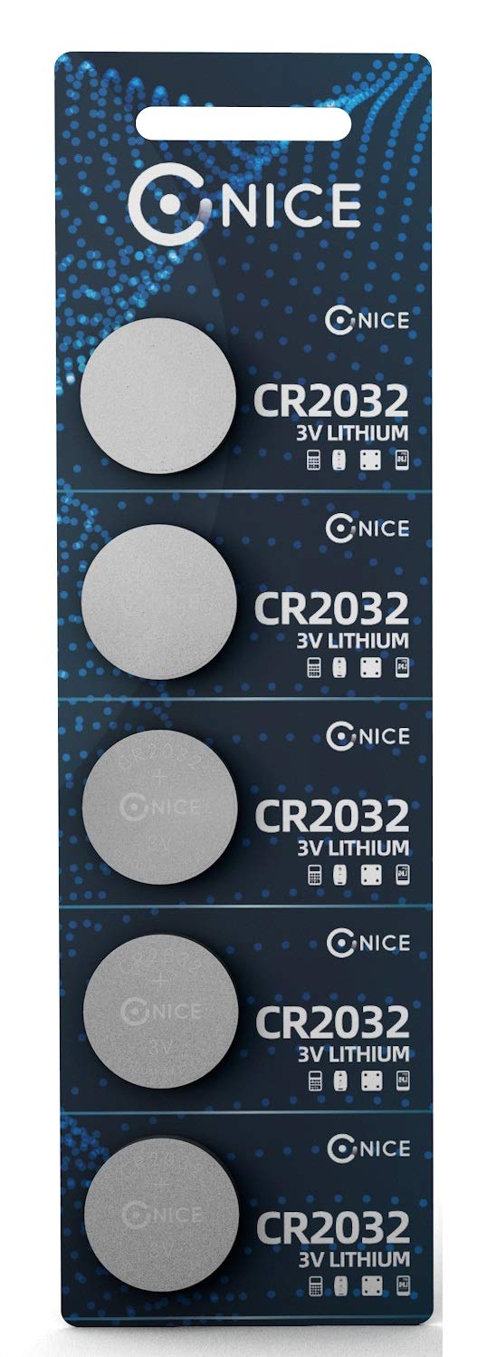(PACK OF 5) Nice Power™ CR2032 CR2016 CR2025 Coin Batteries Stable Long Metal Cell Lithium Li-ion Lifetime No Leakage - Watch LED Light Torch Computer Electronic Remote - Button Battery 3V (CR2032)