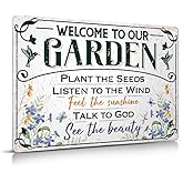 Moanlor Art Welcome To Our Garden Metal Sign 12"x8" Outside Garden Welcome Sign Gardening Gifts and Decorations for Women Gardeners Plant Lovers