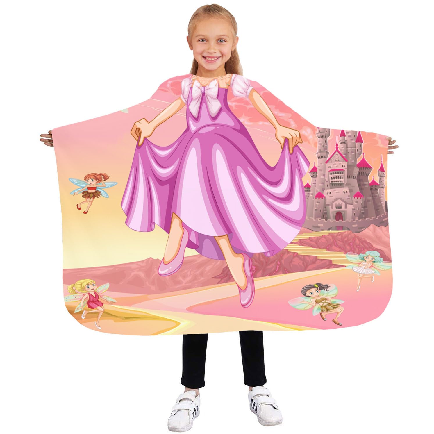 Professional hairdressing cape for Kids Children Perfect apron 85x110 cm for the hair salon Beauty salon and home use Princess [111]