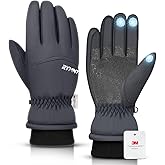 RYMNT Winter Waterproof Gloves Women Men, 3M Thinsulate Windproof Thermal Ski Glove with Touchscreen, Anti-Slip Snow Warm Gloves for Cycling, Driving, Hiking, Biking, Riding, Running, Outdoor Sports