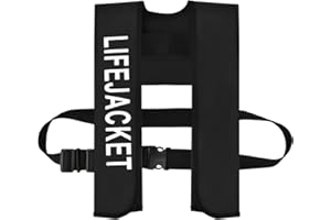 Meenoutt Adult Automatic Inflatable Kayak Vest PFD,Water Sports Vest for Boating Fishing Kayaking SUP Paddleboarding（fit Weight Below 330 lbs）