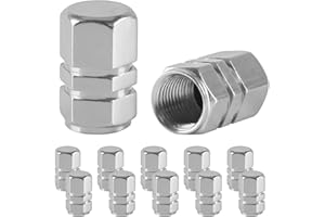 12Pc Tire Valve Stem Caps, Aluminum Tire Valve Cap Set,Universal Stem Covers for Cars Trucks Motorcycles and Bikes(Silvery)