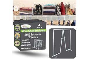 Evelots Wire Shelf Dividers -4 Pack- Closet Storage & Organization for Office/Pantry/Garage - Tall Shelf Separator - Easy Clip-No Tool - Solid Coated Steel