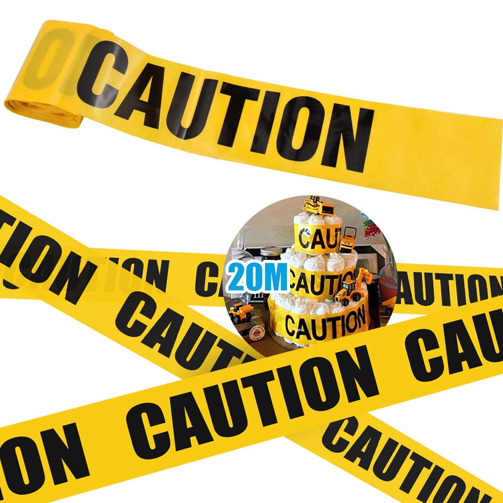 Yellow Caution Tape, Hazard Warning Tape Non Adhesive Police Tape Roll Crime Scene Black and Yellow Barricade Ribbon Tape, Safety Barrier Tape Halloween Caution Tape Party Construction Danger Tape-20M