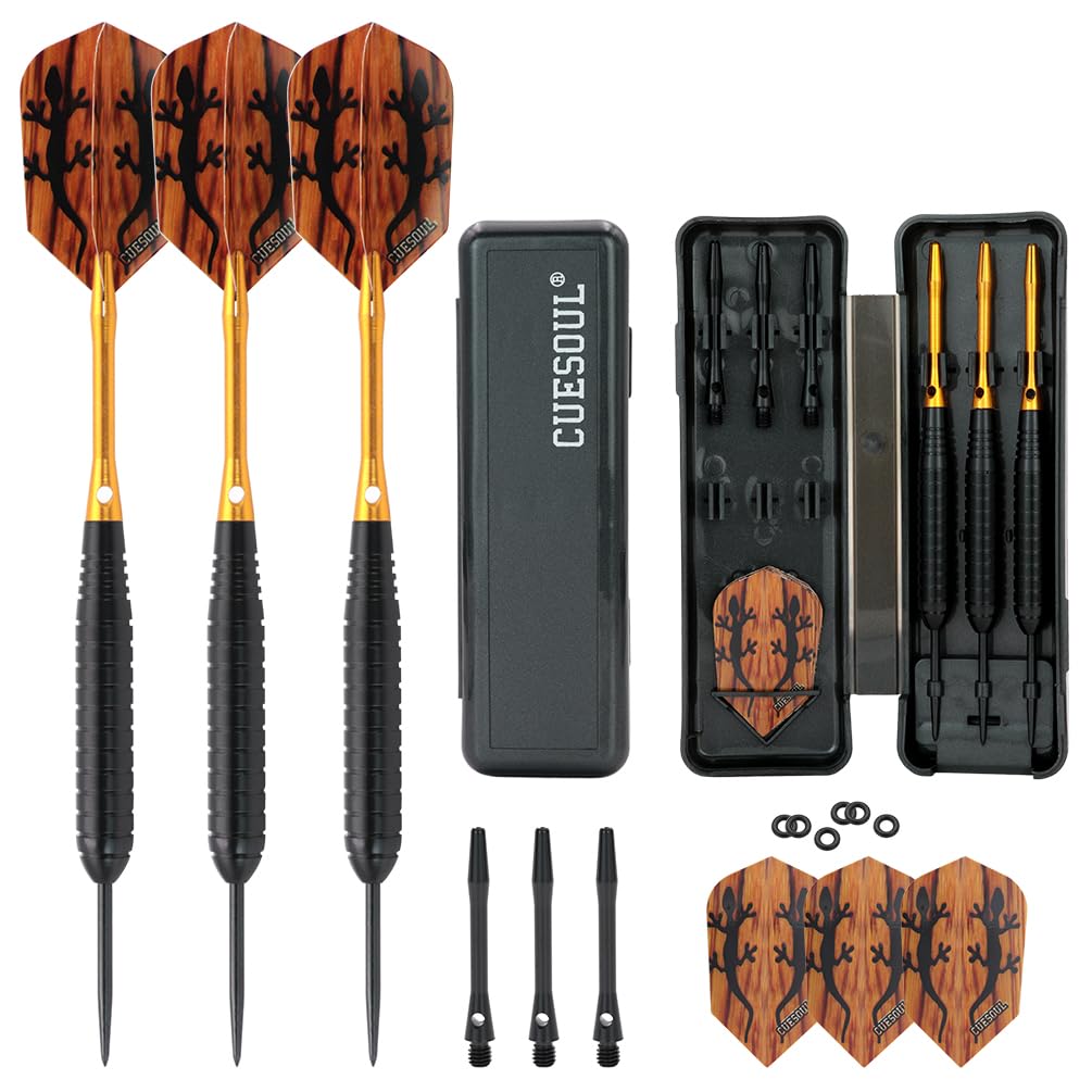 CUESOUL 23 Grams Steel Tip Darts - Black Coating Brass Barrels — image 1