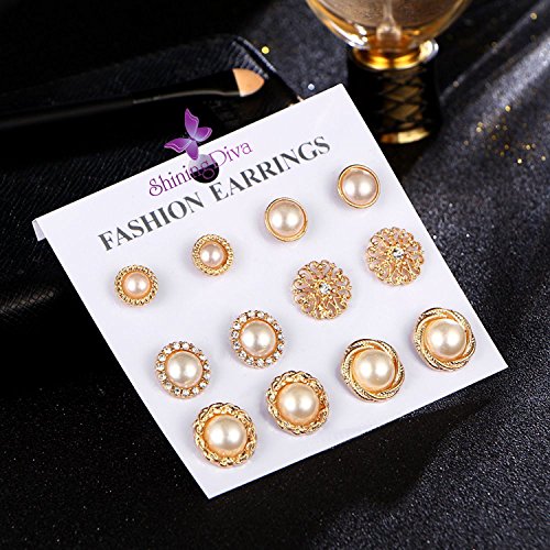 Shining Diva Fashion Combo Of 6 Stylish Pearl Stud Earrings For Women's And Girls (White) (Cmb260) 5 Shining Diva Fashion Combo Of 6 Stylish Pearl Stud Earrings For Women's And Girls (White) (Cmb260) - Image 5