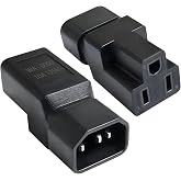 IEC C14 to NEMA 5-15R Adapter, 2-Pack PDU UPS Power Connector | Converts IEC C14 male to NEMA 5-15R female outlet, rated 10A 125V for PDU, UPS, server and computer power use.