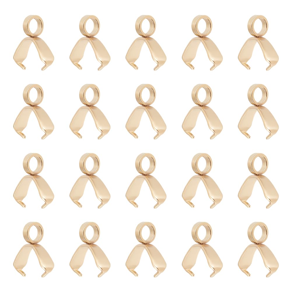 UNICRAFTALE 60Pcs Stainless Steel Ice Pick Pinch Bails Golden Pendants Clasp Pinch Clip Bail Clasp Dangle Charm Bead Pendant Connector Findings for DIY jewelry Making