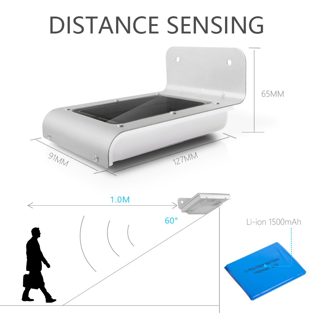 Solarmks PB-1805 SL-S-16 Motion Sensor Solar Lights 16 LED Auto Waterproof for Outdoor Garden Fence Wall Step (2-Pack)