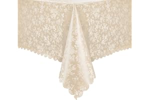 Romanstile Rectangle Vinyl Tablecloth,100% Waterproof Heavy Duty Oil Spill Proof Stain Resistant Plastic PU Table Cover with Flannel Backing for Kitchen, Dining (Rose Beige, 60 x 84)