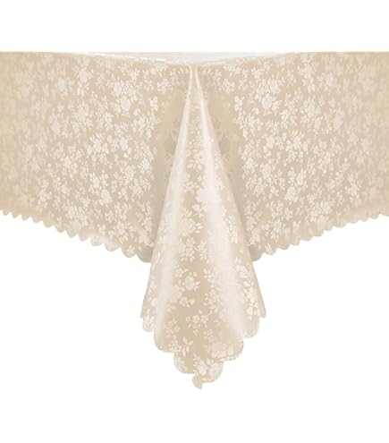 Mantel De Vinilo Rectangular Blanco Con Diseño De Encaje - Fácil De Limpiar, Ideal Para Comidas Familiares (54 X 72 Pulgadas)