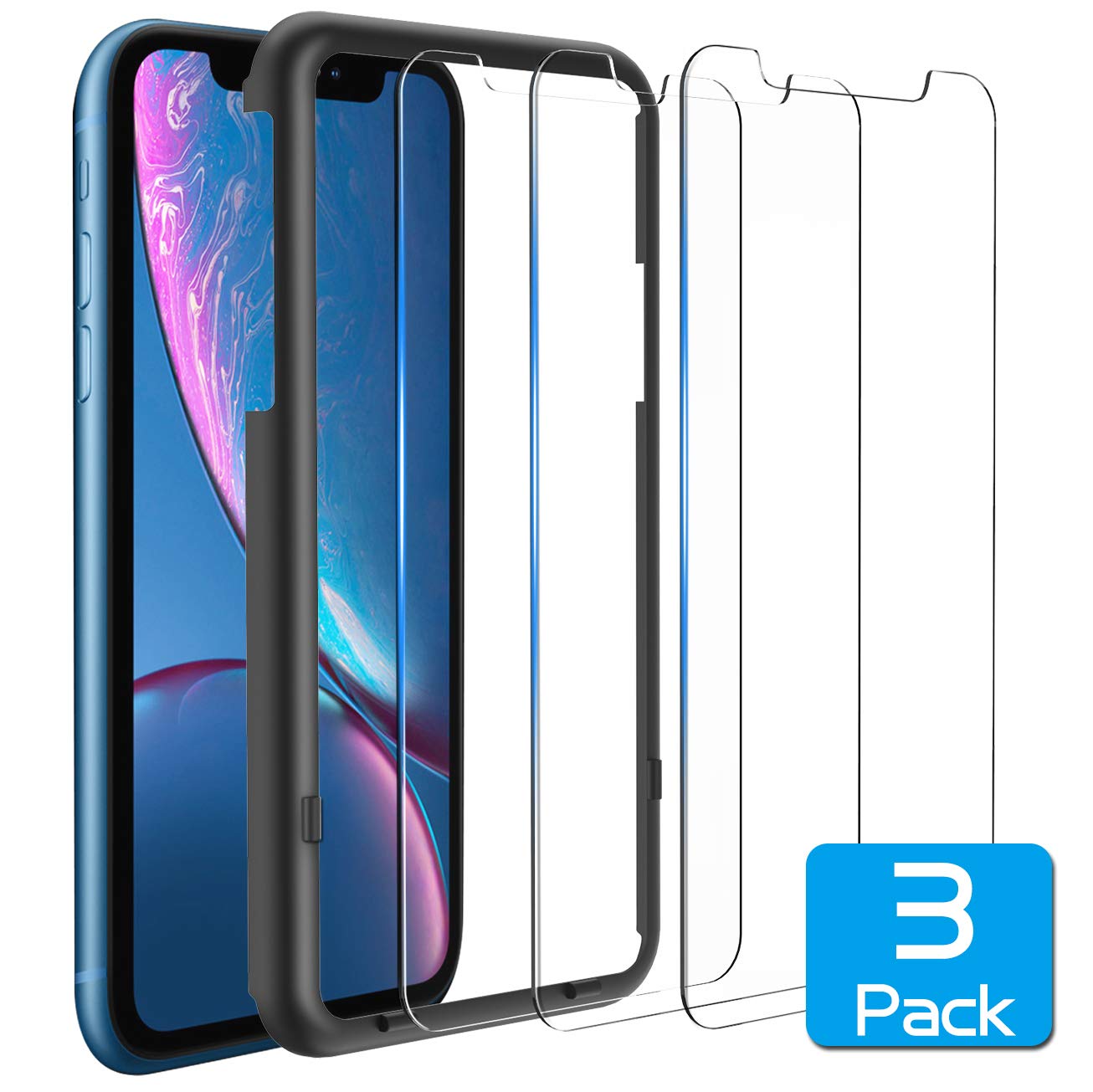 kolpop Screen Protector for iPhone XR (3 Packs), Tempered Glass Screen  Protector with [Easy Installation Guide Frame] [Case Friendly] [HD Clear]  Compatible ...