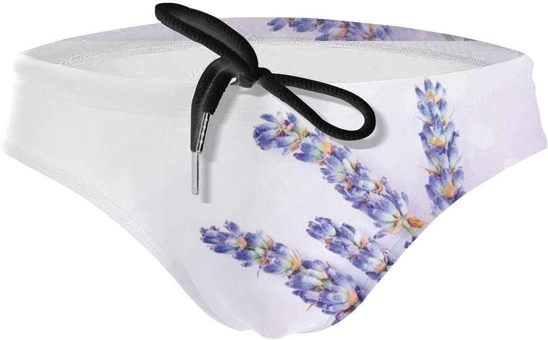 Xuforget Mens Lavender Little Posy of Medicinal Herb Fresh Plant Beach Briefs Swimsuits