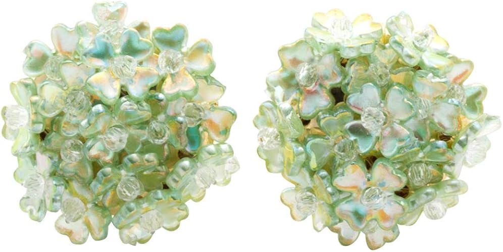 Amazon Cream Dot クリームドット イヤリング レディース 人気 フラワーパヴェ 花 モチーフ ブーケ ビーズ 大ぶり スタ グリーン イヤリング ピアス 通販