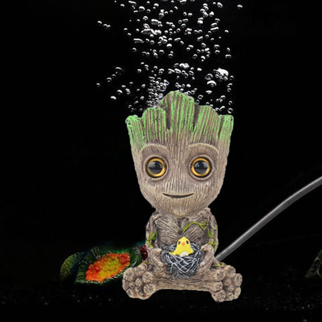 OsAtNb Aquarium Air Bubbler Groot Stone Set Fish Tank Decorations Groot Crafts Air Stone Set - with Standard Tubing, Valve and Suction Cups