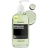 Brandefy Superfood Face Wash, Gentle & pH Balanced Cleanser w/Kale, Green Tea, Spinach, Vitamin C, E, K2- Softens & Nourishes Skin, Organic Facial Cleanser for All Skin Types (8 Fl Oz)