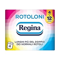 Regina Rotoloni – 4 Maxi Rotoli di Carta Igienica, 500 Fogli a 2 Veli, Lunghi Più del Doppio dei Normali Rotoli, Confezione 50% in Plastica Riciclata, Carta 100% Certificata FSC