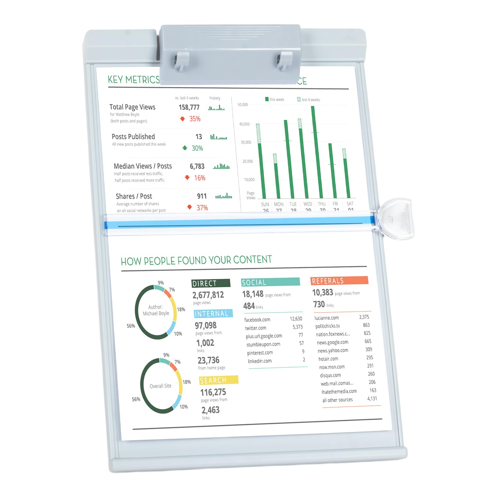 powerking Grey Desktop Document Holder with 7 Adjustable Positions for Typing Speech Reading A4 Letter Music Book Tablet Office, 35.3cm x 20.8cm