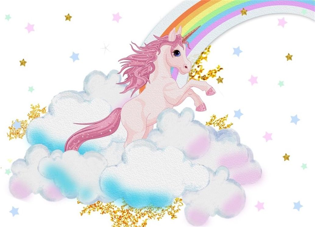YongFoto 1,5x2,2m Vinile Sfondo Fotografico Favola Angel Castle Blue Sky White Cloud Rainbow Pathway Stream Fondale Foto Photo Booth Partito Banner Bambini Photo Studio Puntelli