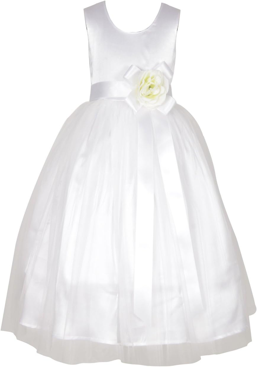 Satin a-line Dress (SD_001_10-11Years_White 11 Years)