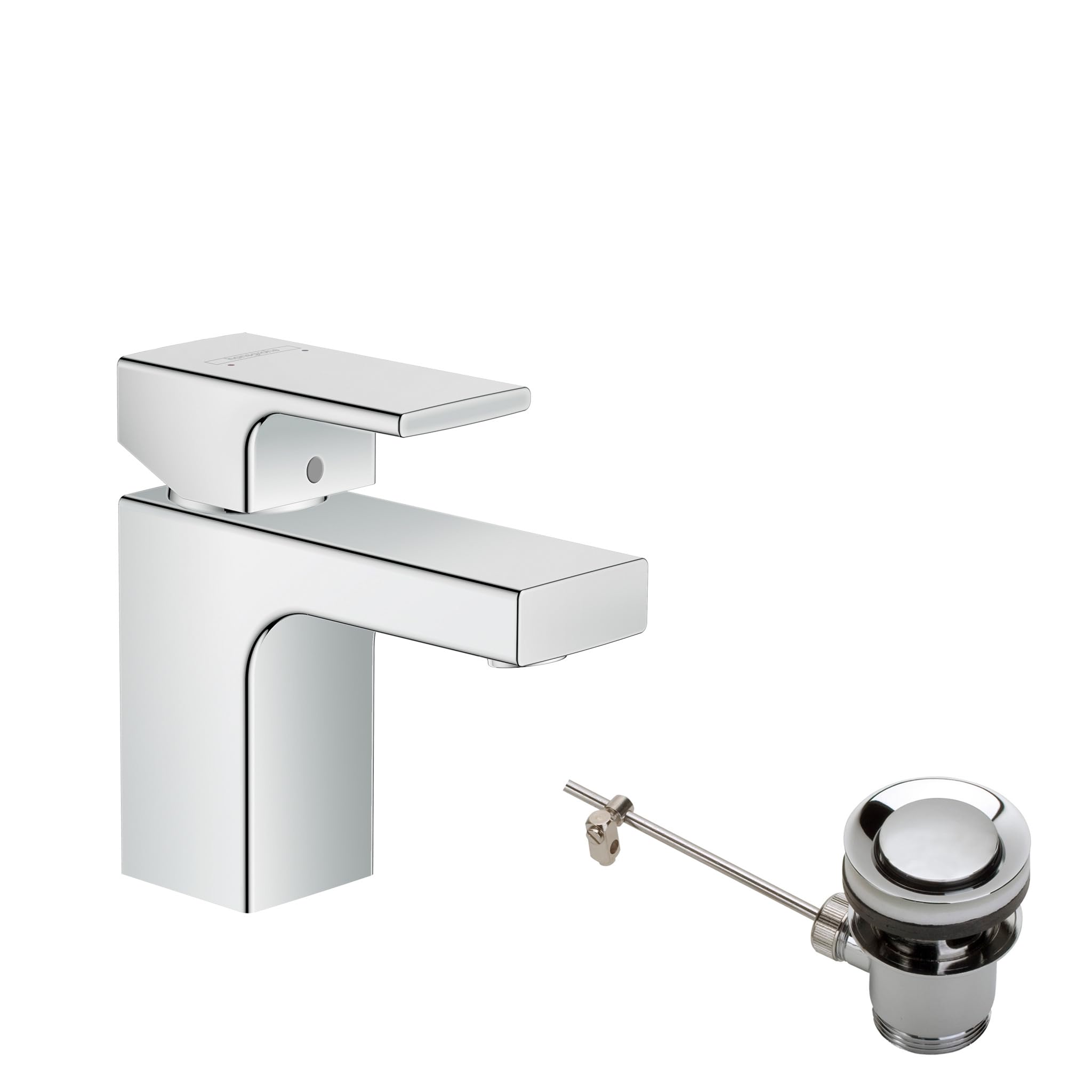 hansgrohe Vernis Shape - bathroom tap with metal pop-up waste set, bathroom sink tap with spout height 71 mm, basin mixer tap water-saving (EcoSmart), chrome, 71566000 — image 1