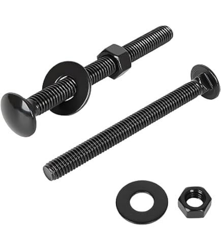 Boulon de carrosserie à tête ronde avec écrou et rondelle - acier