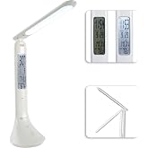 OttLite Travel LED Task Lamp, Cordless, Rechargeable, White | ClearSun LEDs Reduce Eyestrain | Digital Display with Alarm | Foldable for Travel | Cordless