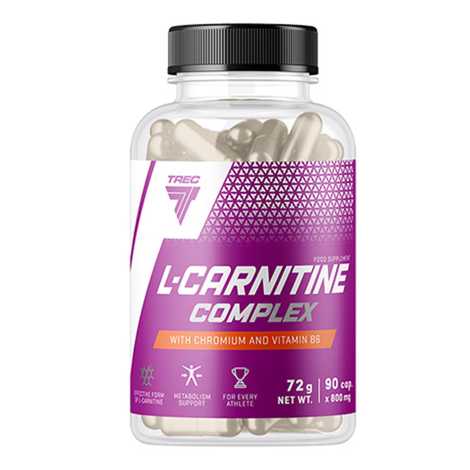 TREC Nutrition L-CARNITINE Complex - 90 Capsules - L-Carnitine for Enhanced Stamina, Weight Loss, and Endurance Boost - Vitamin B6
