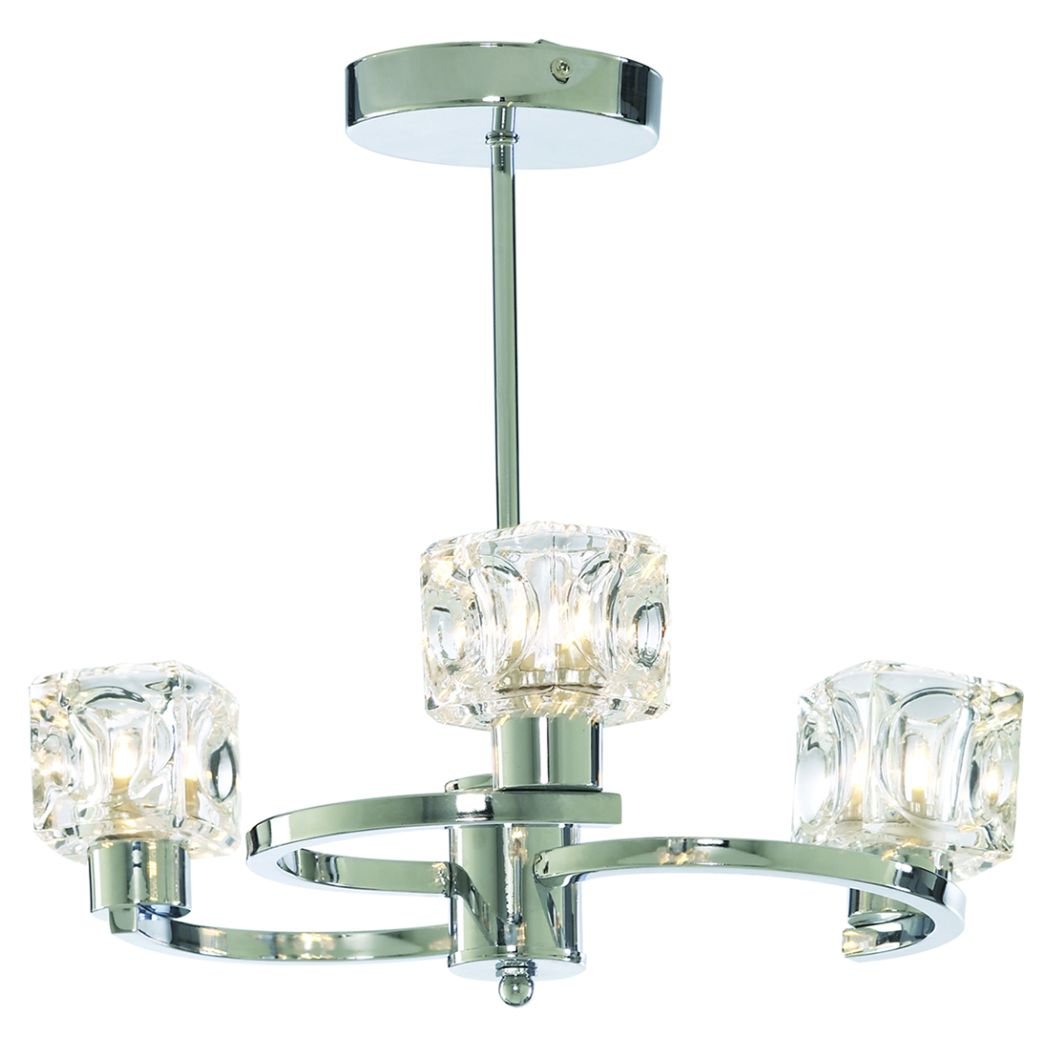 Pagazzi Ice Cube Twist 3 Light Polished Chrome Ceiling Light