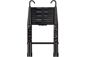 ARCHOM Telescoping Ladder 9.5 FT - Aluminum Telescopic Ladder with Hooks - Folding Extension Ladders for Home Work Loft Roof Attic RV Ladder with EN131 Certification - 330lbs Max Capacity (Black)