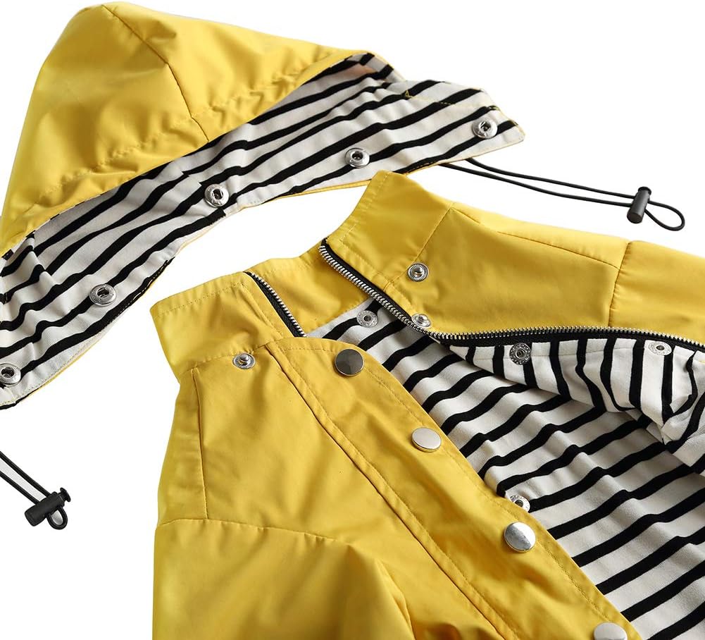 Morezi Dog Zip Up Raincoat with Reflective Buttons, Rain/Water Resistant, Adjustable Drawstring, Removable Hood - Image 5
