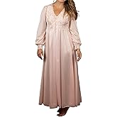 Shadowline Women’s Long Lace Bodice Button Down Robe - 54” Length Robe (US, Alpha, 3X, Regular, Regular, Blush)