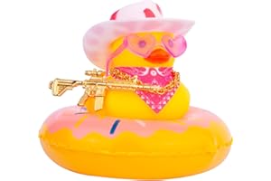 CoFuBcad West Cowboy Duck Dashboard Decorations Yellow Duck Car Ornament Accessories for Car Dashboard with Mini Cowboy Hat Scarf Swim Tube Necklace Sunglasses and Cool Accessory(C32)