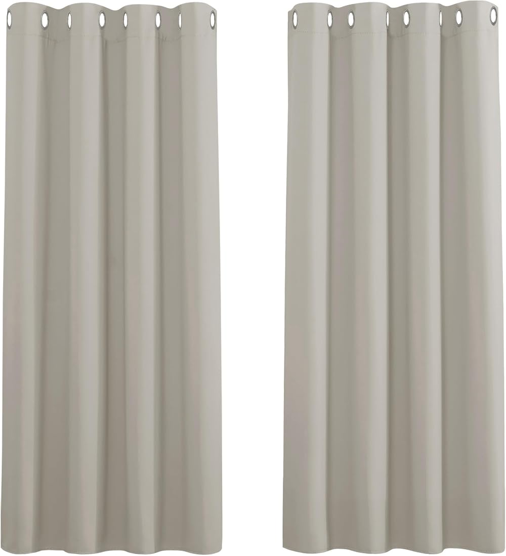 PONY DANCE Thermal Insulated Eyelet Curtains 2 Panels 46 x 54 in Natural