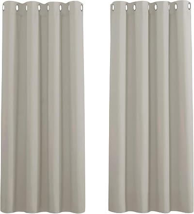 PONY DANCE Thermal Insulated Eyelet Curtains 2 Panels 46 x 54 in Natural