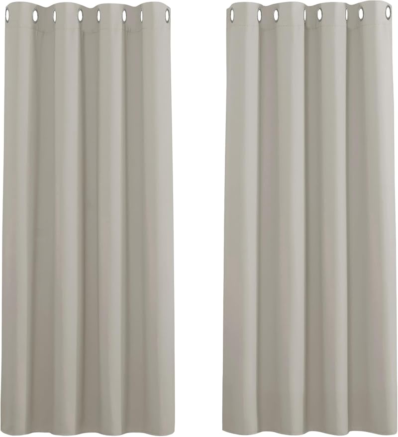 PONY DANCE Thermal Insulated Eyelet Curtains 2 Panels 46 x 54 in Natural
