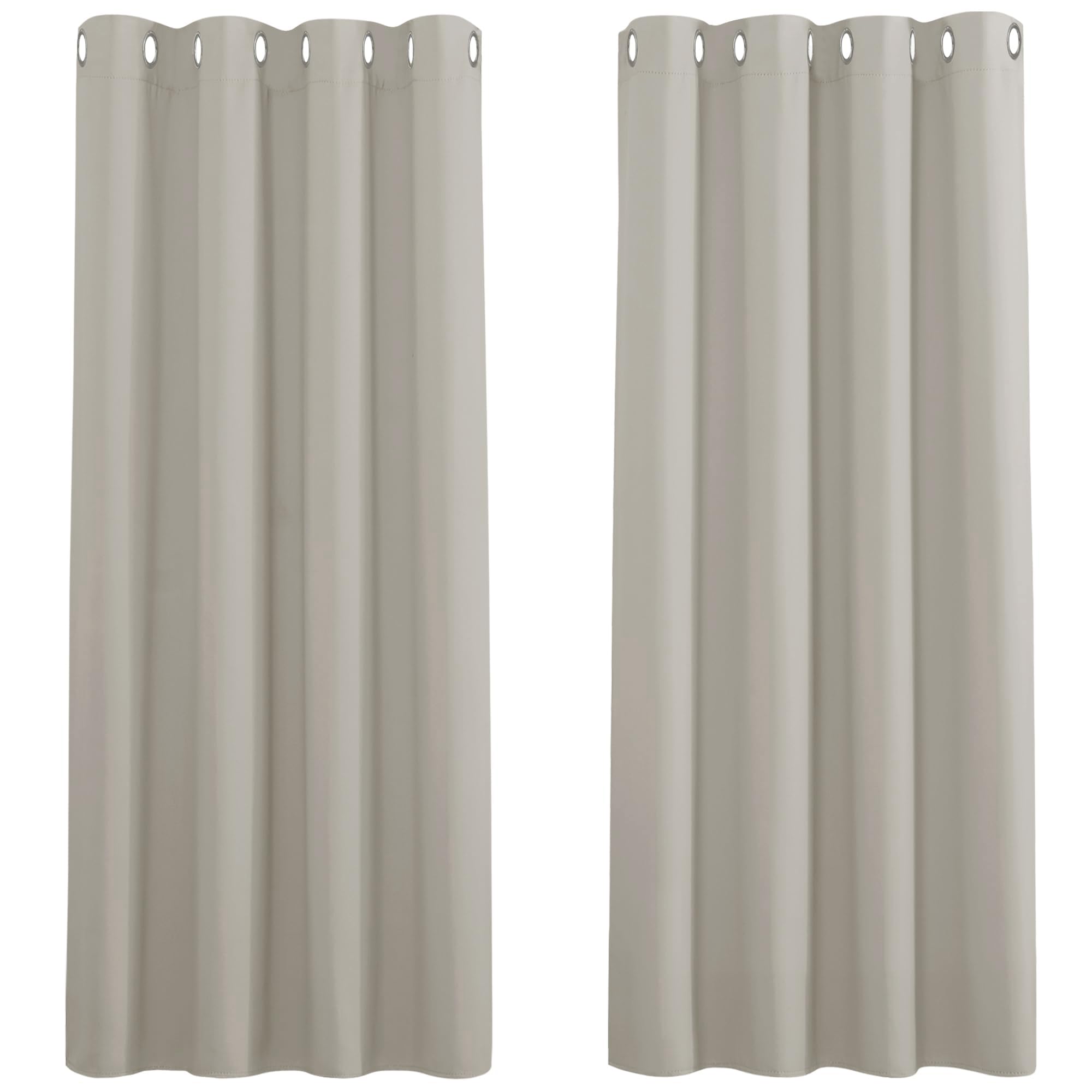 PONY DANCE Thermal Insulated Eyelet Curtains for Bedroom - Light Filtering Curtains 2 Panels, 46 x 54-inch Drop Noise Reduce Drapes for Living Room/Home Office, Natural — image 1