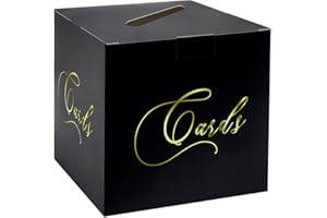 FALIZIFU Black and Gold Card Box Gift Card Box Holder Envelope Box for Wedding Birthday Baby Shower Retirement Party Card Box